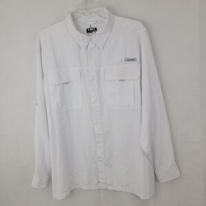 HABIT Mens Fishing Shirt Sz 2XL Long Sleeve Roll Tab WHITE Vented Hiking